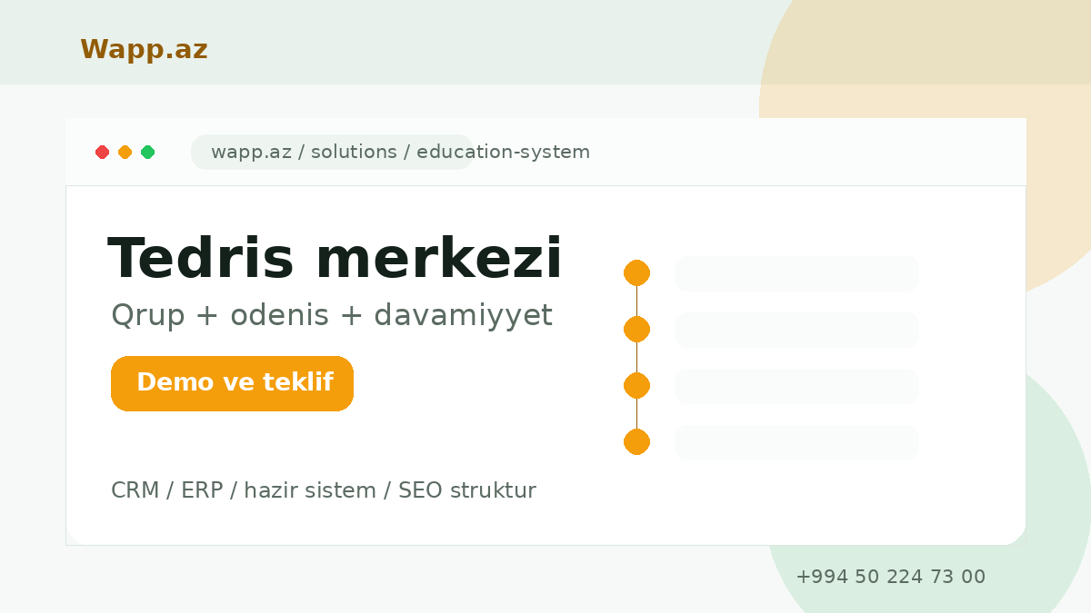 Tədris mərkəzi idarəetmə sistemi - Wapp.az xidməti