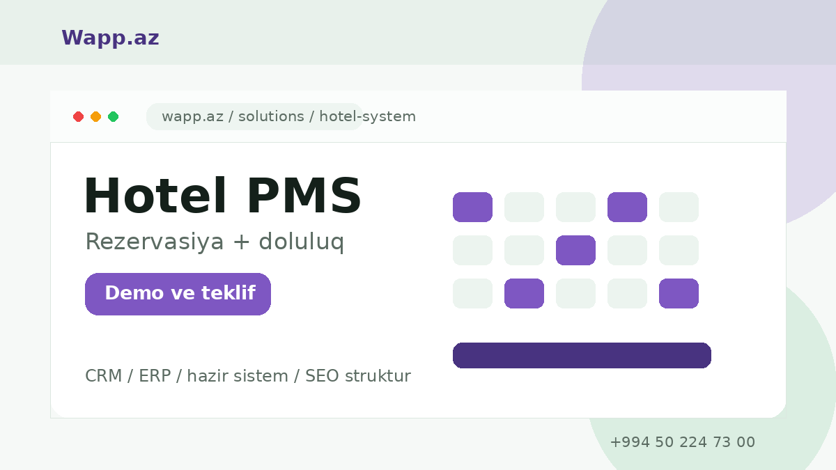 Hotel rezervasiya sistemi - Wapp.az xidməti