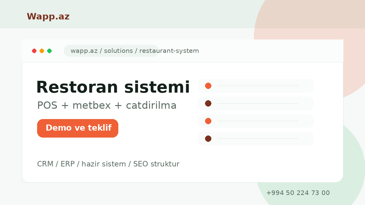 Restoran üçün online sifariş sistemi quranda nələr vacibdir? - Wapp.az praktik məqalə